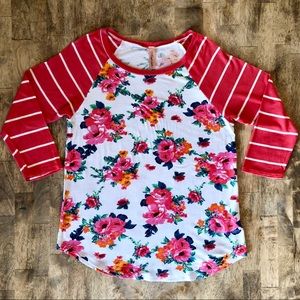 First Look Floral and Striped Top